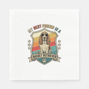 Friend Basset Retriever Dog Sunglasses Retro Shiel Napkins