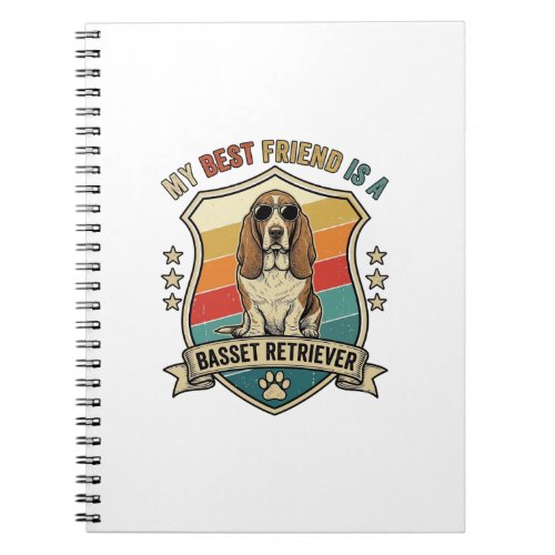 Friend Basset Retriever Dog Sunglasses Retro Shiel Notebook