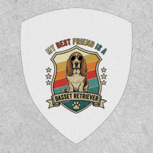 Friend Basset Retriever Dog Sunglasses Retro Shiel Patch