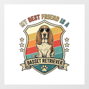 Friend Basset Retriever Dog Sunglasses Retro Shiel Window Cling