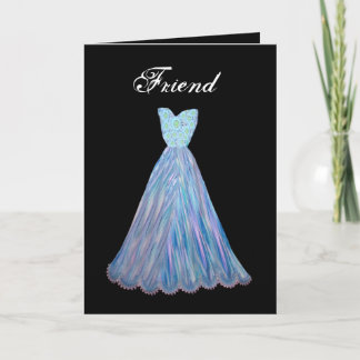 FRIEND Be My Bridesmaid - Customizable - BLUE Gown Invitation