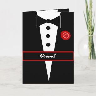 FRIEND  Be My Groomsman Card with Tux & Rose