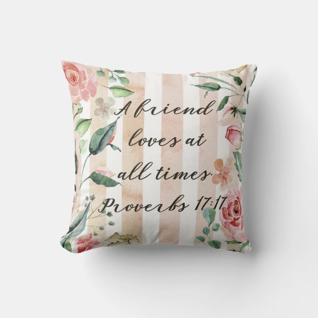 Friend Bible Verse Decorative Throw Pillow  (Front)