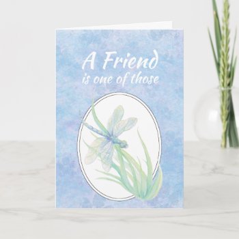 Friend Birthday Blue Dragonfly Watercolor Art Card by countrymousestudio at Zazzle