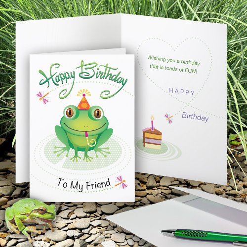 Friend Birthday Frog Having Toads Of Fun Card