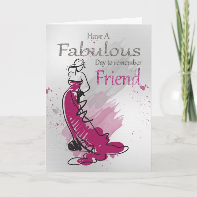 Friend, Birthday Greeting With Female, Card (Front)