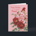 Friend Birthday Peonies Card<br><div class="desc">A delightful illustration of pink and red peonies to wish your friend a happy birthday. This card is full of love,  and elegant and classy at the same time.</div>