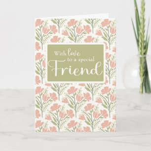 Friend Birthday Pink Flower Pattern  Card