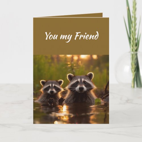 Friend Birthday Such a Blessing Raccoons Cute Card