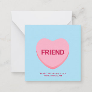 Friend blue conversation heart Valentine's Day Note Card