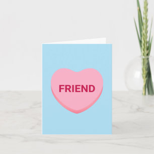 Friend blue pink conversation heart Valentine's Note Card