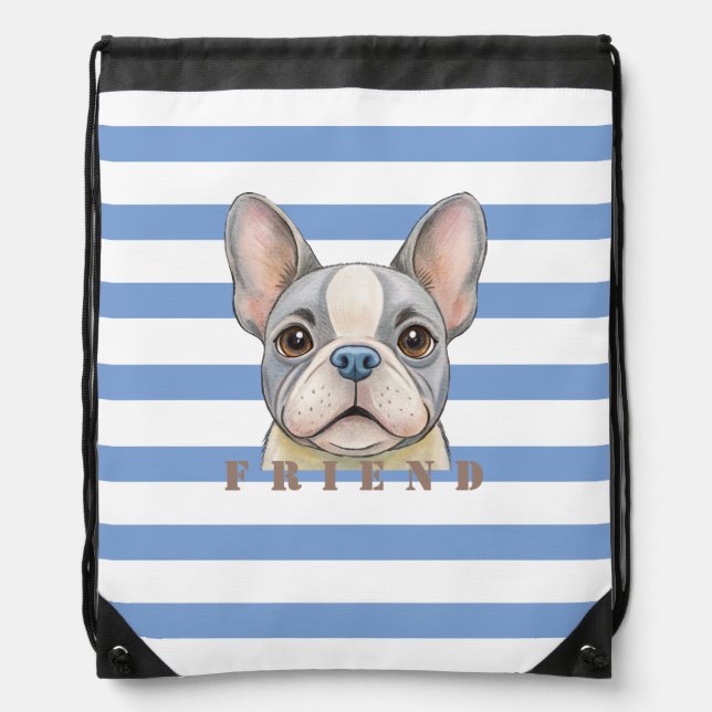Friend Bulldog Drawstring Bag (Front)