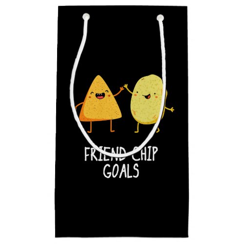 Friend_Chip Goals Funny Chip Pun Dark BG Small Gift Bag