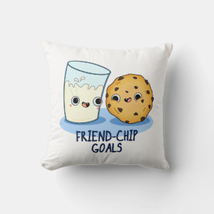 Friend-Chip Goals Funny Milk Cookies Pun Throw Pillow