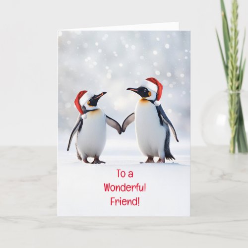 Friend Christmas Happy Holidays with Cute Penguins Card