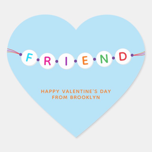 Friend cute friendship bracelet blue Valentine's Heart Sticker (Front)