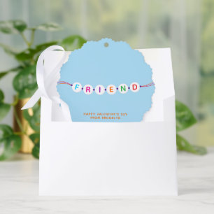 Friend cute friendship bracelet blue Valentine's Ornament Card