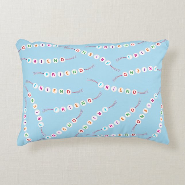 Friend cute friendship bracelet pattern light blue accent pillow (Front)