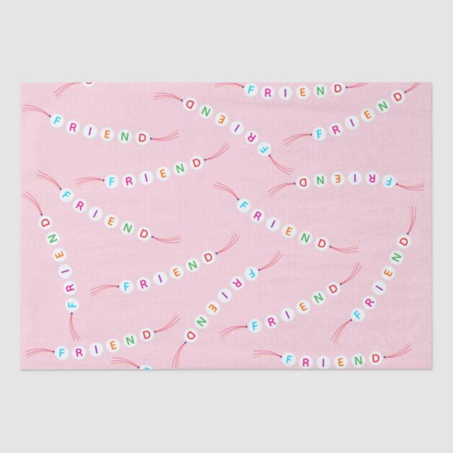 Friend cute friendship bracelet pattern light pink tissue paper (Front)