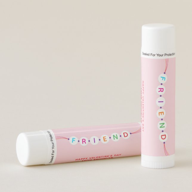 Friend cute friendship bracelet pink Valentine's Lip Balm (Front)