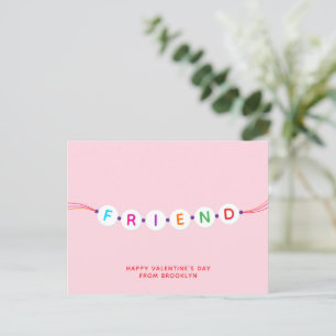 Friend cute friendship bracelet pink Valentine's Postcard
