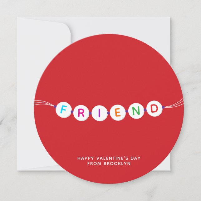 Friend cute friendship bracelet red Valentines Day Card (Front)