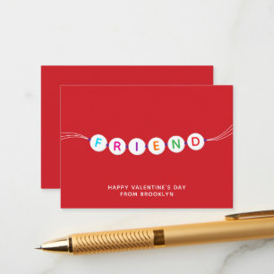 Friend cute friendship bracelet red Valentines Day Enclosure Card