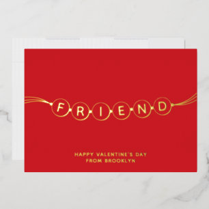 Friend cute friendship bracelet red Valentines Day Foil Holiday Card