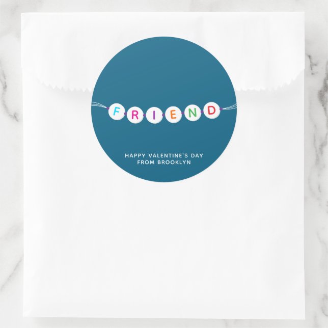 Friend cute friendship bracelet teal Valentine's Classic Round Sticker (Bag)