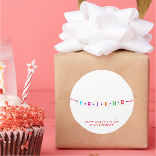 Friend cute friendship bracelet Valentine's Day Classic Round Sticker