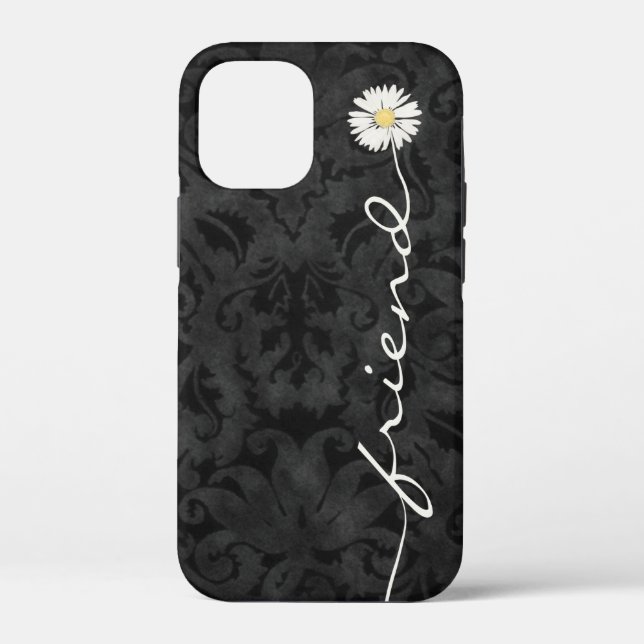 Friend Daisy on Black Damask Case-Mate iPhone Case (Back)