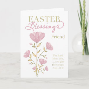 Friend Easter Blessings Scripture Watercolor Pink Holiday Card