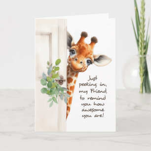 Friend Encouragement Giraffe Peeking Around Door Card