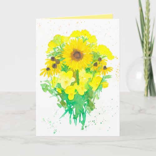 Friend Encouragement Yellow Flower Bouquet Card