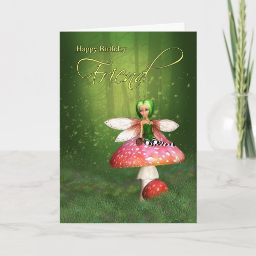 Friend Fairy Birthday Card _ Woodland Fairy Happy