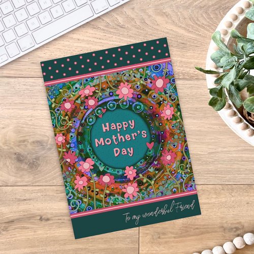 Friend Floral Hearts Pretty Unique Mothers Day Card