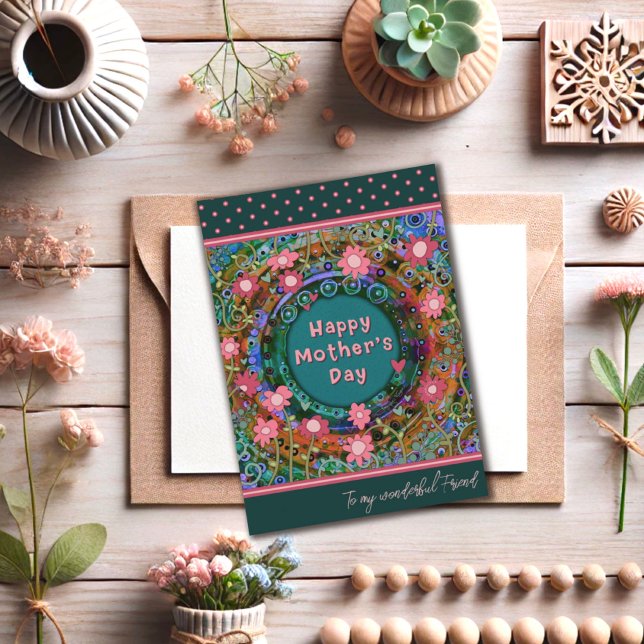 Friend Floral Hearts Pretty Unique Mother’s Day Card (Creator Uploaded)
