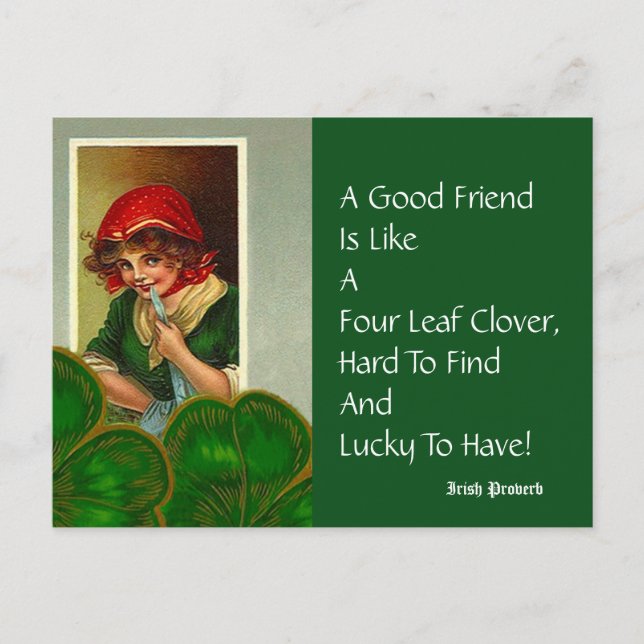 Friend Four Leaf Proverb St Patricks Day Postcards (Front)