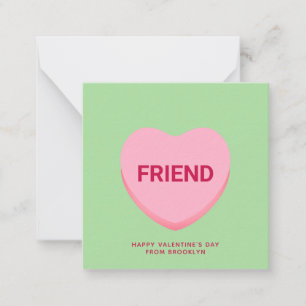 Friend green conversation heart Valentine's Day Note Card