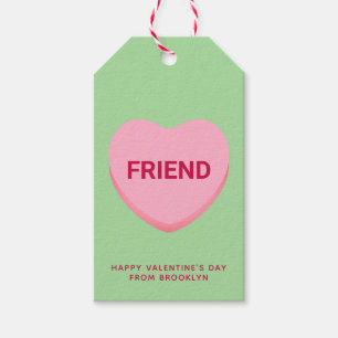 Friend green pink conversation heart Valentine's Gift Tags
