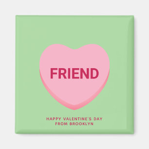 Friend green pink conversation heart Valentine's Magnet