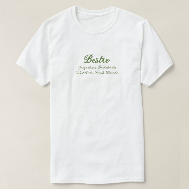 Friend Group Green Beige Bach Party Outfit T-Shirt (Design Front)