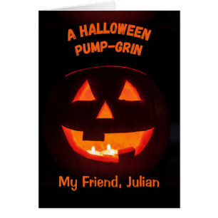 Friend Halloween Add a Name Cute Jack o' Lantern Cards