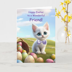 Friend Happy Easter Super Cute White Kitten Card