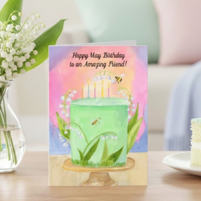 Friend Happy May Birthday Lily of Valley Card (Creator Uploaded)