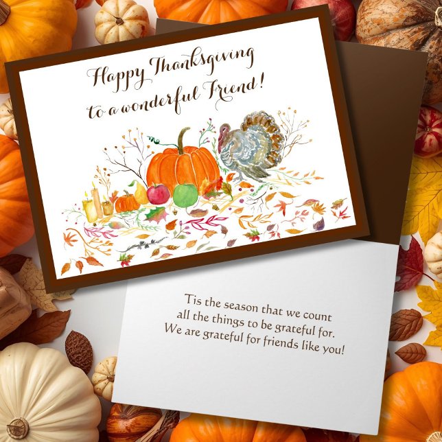 Friend Happy Thanksgiving Pumpkin And Turkey Card (Creator Uploaded)