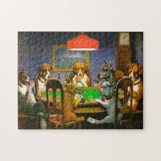 Friend in Need Dogs Playing Poker Funny Jigsaw Puzzle