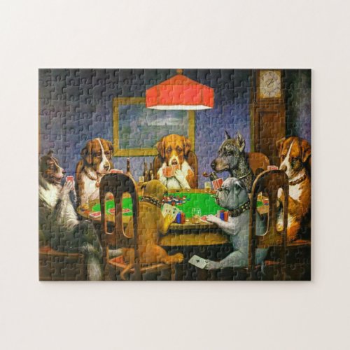Friend in Need Dogs Playing Poker Funny Jigsaw Puzzle