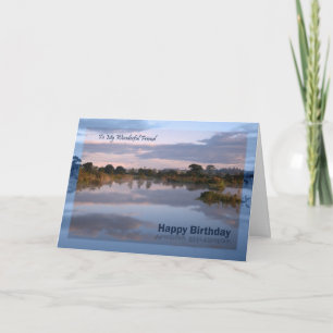 Friend, Lake at dawn Birthday card