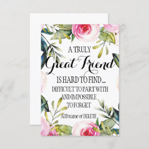 Friend Leaving Gift Script for Friend Appreciation Card